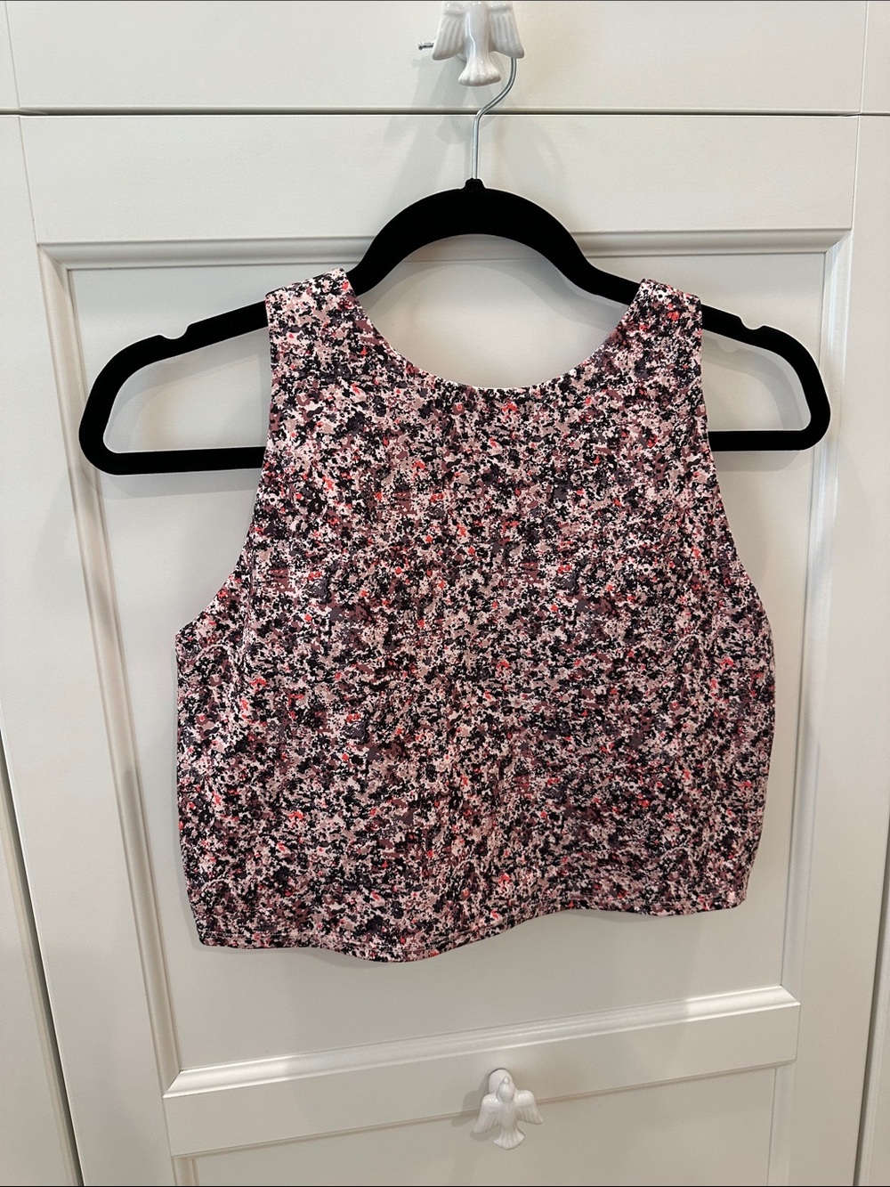 EUC Athleta Bra Top Sleeveless Speckled Pink Crop Top Large